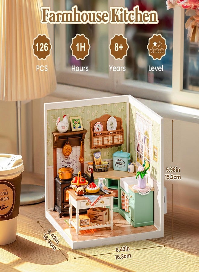 روبوتايم مجموعة روبوتايم سوبر كريتور، منزل بلاستيكي صغير، حرفة بلاستيكية قابلة للتوسيع، مجموعة بناء منزل مصغر مع إضاءة LED للبالغين، مجموعة بناء للعب الإبداعي، هدية هواية فريدة (مطبخ ريفي) - Image 3